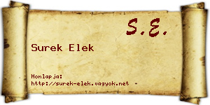Surek Elek névjegykártya